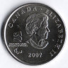 Монета 25 центов. 2007 год, Канада. Кёрлинг на колясках.