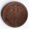 Монета 1 пфенниг. 1875 год (G), Германская империя.