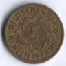 Монета 5 рентенпфеннигов. 1924 год (E), Веймарская республика.