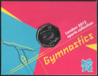 Монета 50 пенсов. 2011 год, Великобритания. Гимнастика.