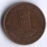 Монета 1 пенни. 1984 год, Джерси.