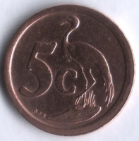 5 центов. 1991 год, ЮАР.