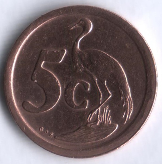 5 центов. 1991 год, ЮАР.