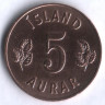 Монета 5 эйре. 1961 год, Исландия.