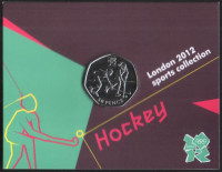 Монета 50 пенсов. 2011 год, Великобритания. Хоккей на траве.