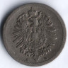 Монета 5 пфеннигов. 1889 год (D), Германская империя.