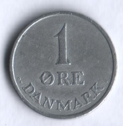 Монета 1 эре. 1958 год, Дания. C;S.
