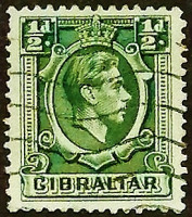 Почтовая марка (⅟₂ p.). "Король Георг VI". 1938 год, Гибралтар.