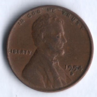 1 цент. 1954(D) год, США.