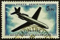 Почтовая марка. "Sud Aviation Caravelle". 1960 год, Франция.