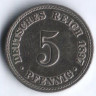 Монета 5 пфеннигов. 1897 год (A), Германская империя.