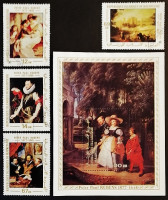 Набор почтовых марок (4 шт.) с блоком. "400 лет со дня рождения Рубенса". 1977 год, Мавритания.