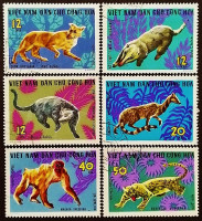 Набор почтовых марок (6 шт.). "Дикие животные (I)". 1967 год, Вьетнам.