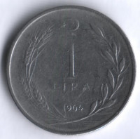 1 лира. 1964 год, Турция.