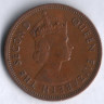Монета 2 цента. 1969 год, Маврикий.