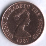 Монета 2 пенса. 1987 год, Джерси.