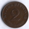 Монета 2 рейхспфеннига. 1938 год (D), Третий Рейх.