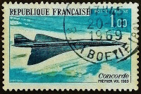 Почтовая марка. "Concorde". 1969 год, Франция.