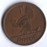 Монета 1 пенни. 1943 год, Ирландия.