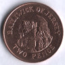 Монета 2 пенса. 1988 год, Джерси.