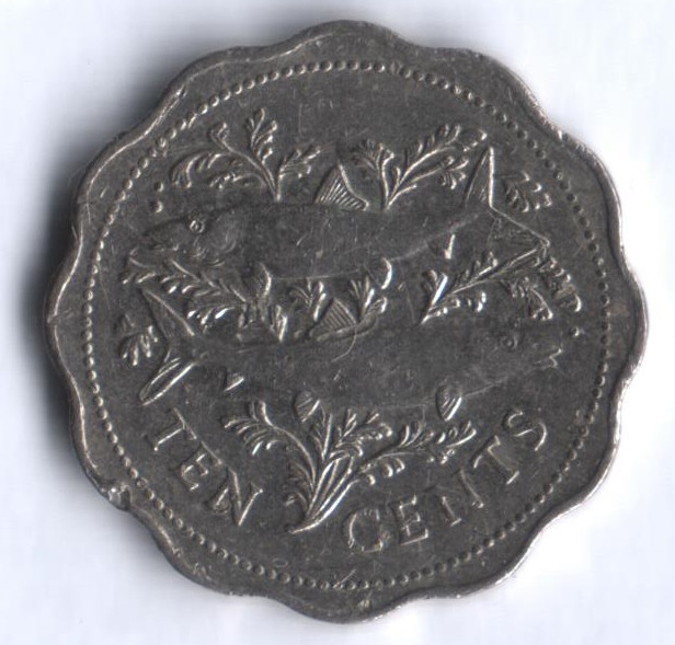 Монета 10 центов. 2000 год, Багамские острова.