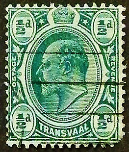 Почтовая марка (⅟₂ p.). "Король Эдуард VII". 1905 год, Трансвааль (Южная Африка).