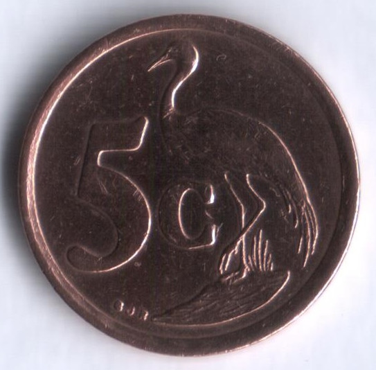 5 центов. 1996 год, ЮАР.