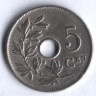 Монета 5 сантимов. 1910 год, Бельгия (Belgie).