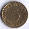 Монета 5 рейхспфеннигов. 1937 год (J), Третий Рейх.