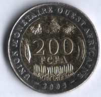 Монета 200 франков. 2005 год, Западно-Африканские Штаты.