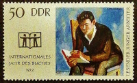 Марка почтовая. "Международный год книги". 1972 год, ГДР.