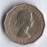 Монета 3 пенса. 1953 год, Великобритания.