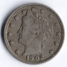 Монета 5 центов. 1902 год, США.