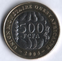Монета 500 франков. 2005 год, Западно-Африканские Штаты.