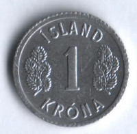 Монета 1 крона. 1980 год, Исландия.