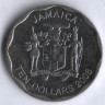 Монета 10 долларов. 2008 год, Ямайка.