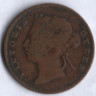 Монета 1 цент. 1895 год, Стрейтс Сетлментс.