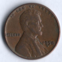 1 цент. 1958(D) год, США.