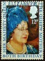Почтовая марка. "80 лет со дня рождения королевы-матери". 1980 год, Великобритания.