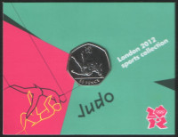 Монета 50 пенсов. 2011 год, Великобритания. Дзюдо.