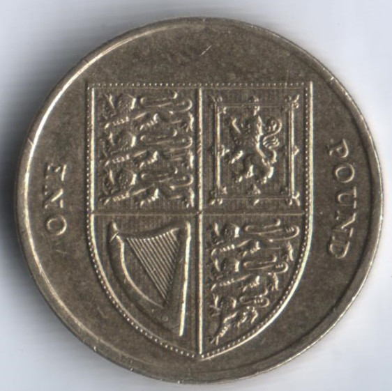 Монета 1 фунт. 2014 год, Великобритания.