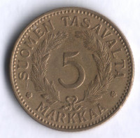 5 марок. 1938 год, Финляндия.