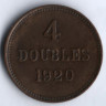 Монета 4 дубля. 1920 год, Гернси.