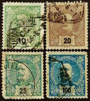 Набор почтовых марок (4 шт.). "Король Карлос I". 1895 год, Португалия.
