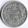 2 франка. 1909 год, Бельгия (Der Belgen).