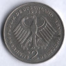 Монета 2 марки. 1994 год (D), ФРГ. Йозеф Штраус.