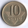 Монета 10 центов. 1997 год, Литва.