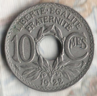 Монета 10 сантимов. 1922 год, Франция. "Рог изобилия".