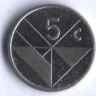 Монета 5 центов. 1988 год, Аруба.