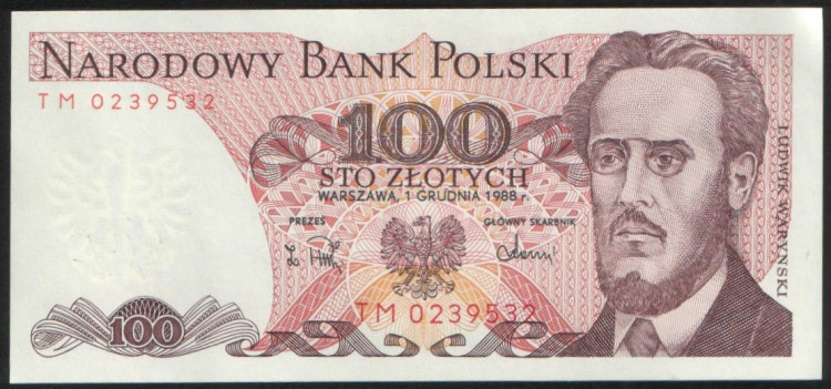 Бона 100 злотых. 1988 год, Польская Народная Республика.